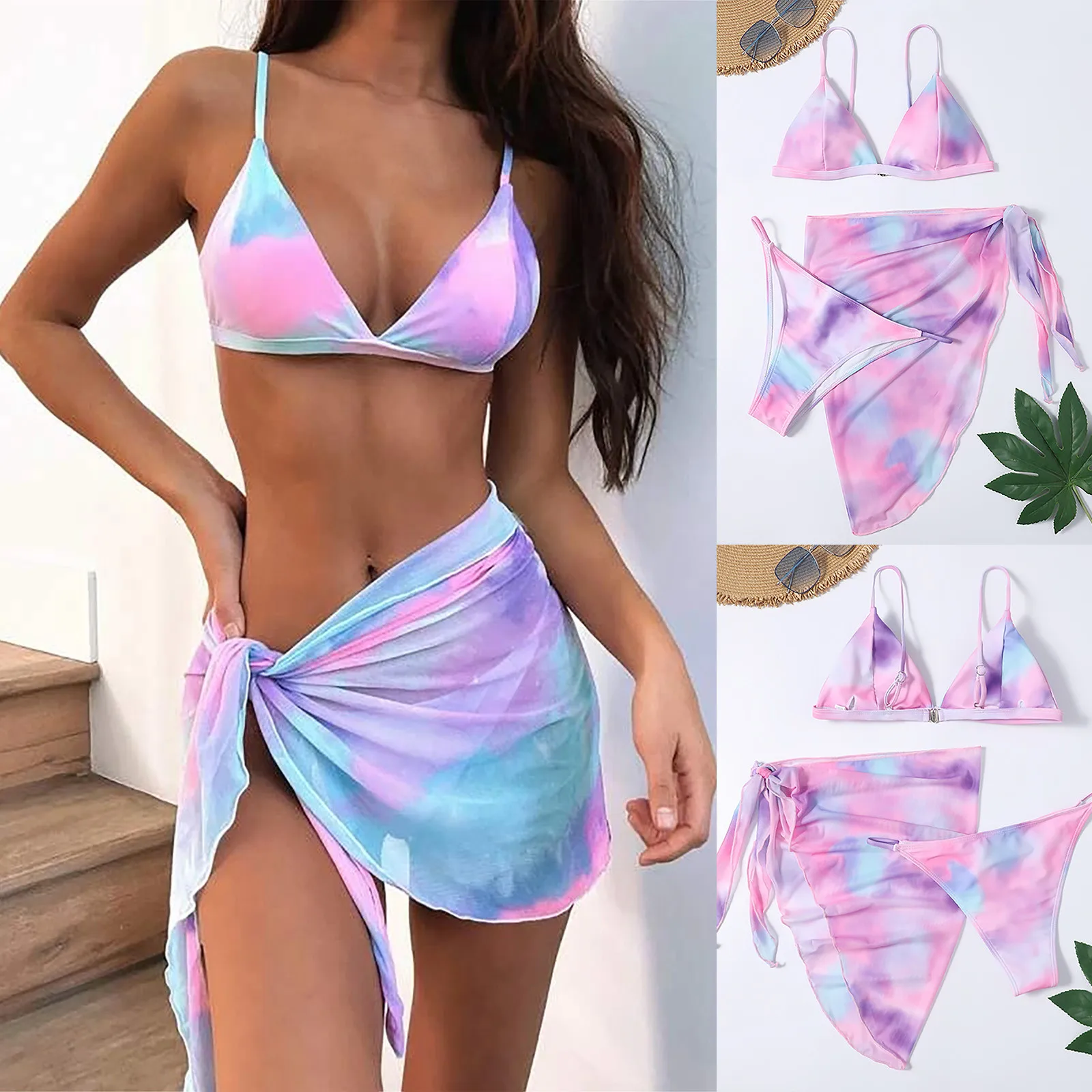 Tie Dye Printed High Waist Split Swimwear Women Three Piece Cover Skirt Style Mesh Bikini 2021fashion Bathing Suit Купальник #4
Tie Dye Printed High Waist Split Swimwear Women Three Piece Cover Skirt Style Mesh Bikini 2021fashion Bathing Suit Купальник #4
