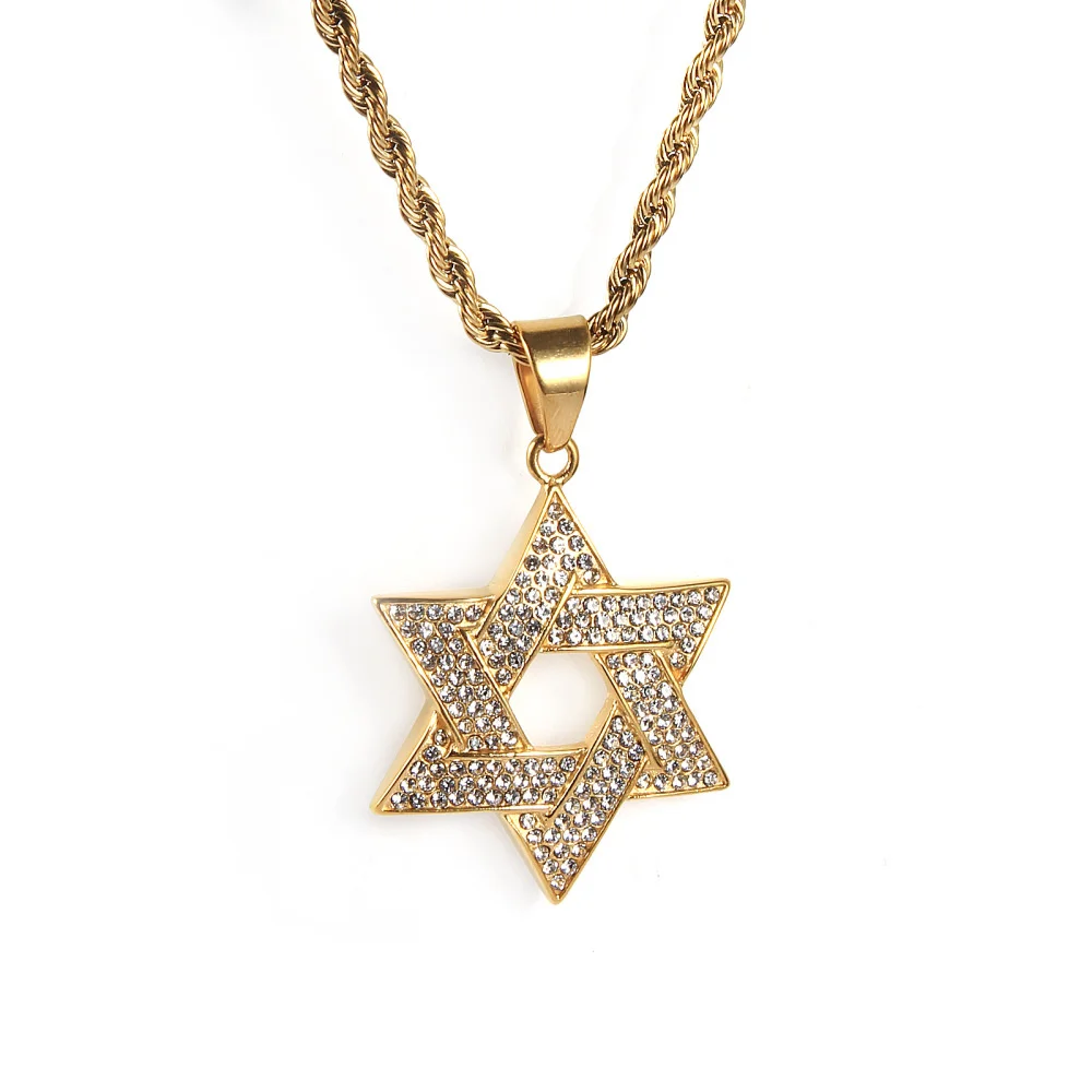Iced Out Star of David Pendant Necklace For Men Gold Color Stainless Steel Hexagram Hip Hop Jewish Jewelry Dropshipping
Iced Out Star of David Pendant Necklace For Men Gold Color Stainless Steel Hexagram Hip Hop Jewish Jewelry Dropshipping