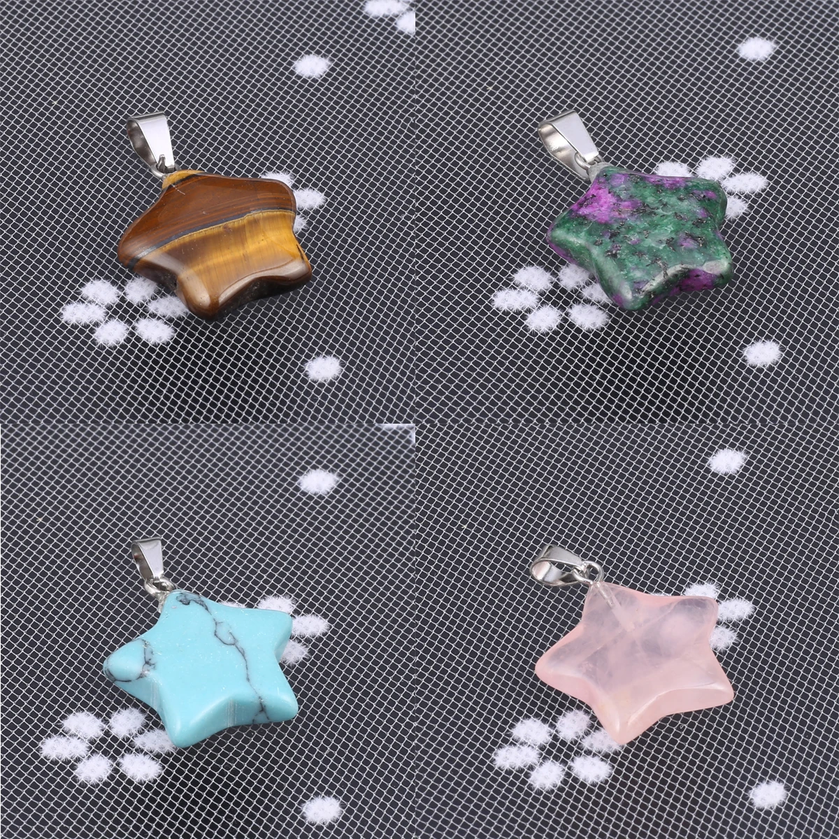 5 pcs Natural Semi-precious Stone Star Agate Reiki Crystal Pendant DIY Jewelry Making Necklace Earrings Accessories Gift 20x20mm
5 pcs Natural Semi-precious Stone Star Agate Reiki Crystal Pendant DIY Jewelry Making Necklace Earrings Accessories Gift 20x20mm