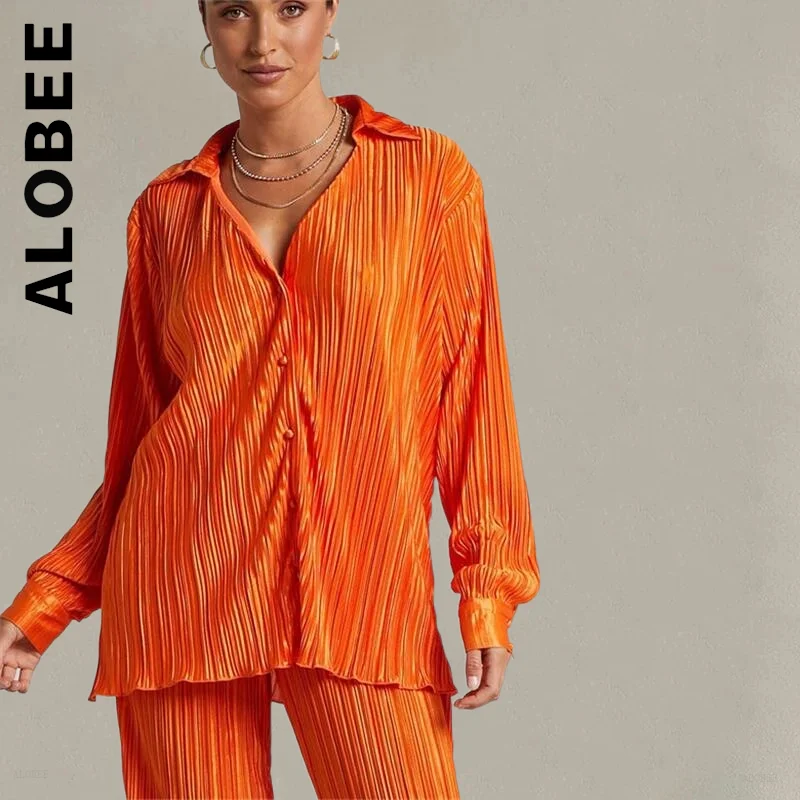 Alobee Women Set Fashion Loose Long Pants Soft Two Piece Set Elegant Pleated Long Sleeve Two Piece Sets Simple Women Female
Alobee Women Set Fashion Loose Long Pants Soft Two Piece Set Elegant Pleated Long Sleeve Two Piece Sets Simple Women Female
