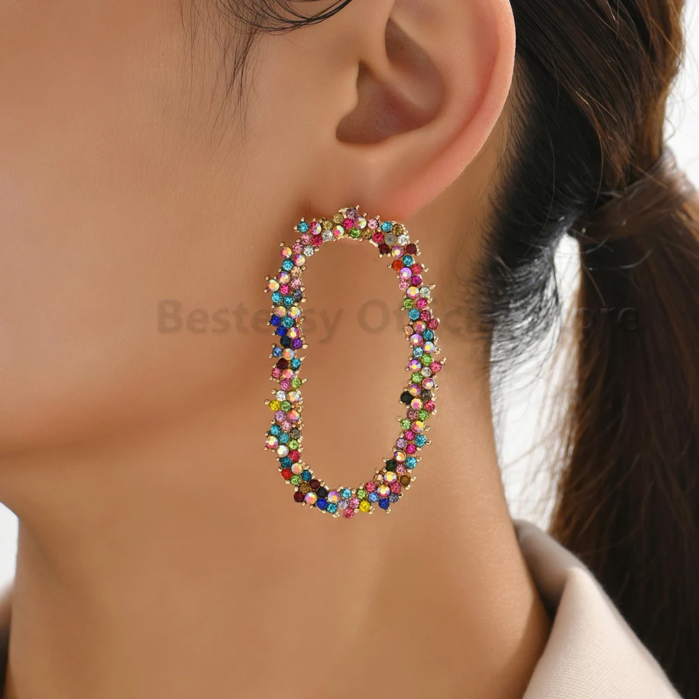 Colorful Crystal Oval Big Stud Earrings For Women Fashion Vintage Luxury Design High Quality Jewelry Party Piercing Accessories
Colorful Crystal Oval Big Stud Earrings For Women Fashion Vintage Luxury Design High Quality Jewelry Party Piercing Accessories