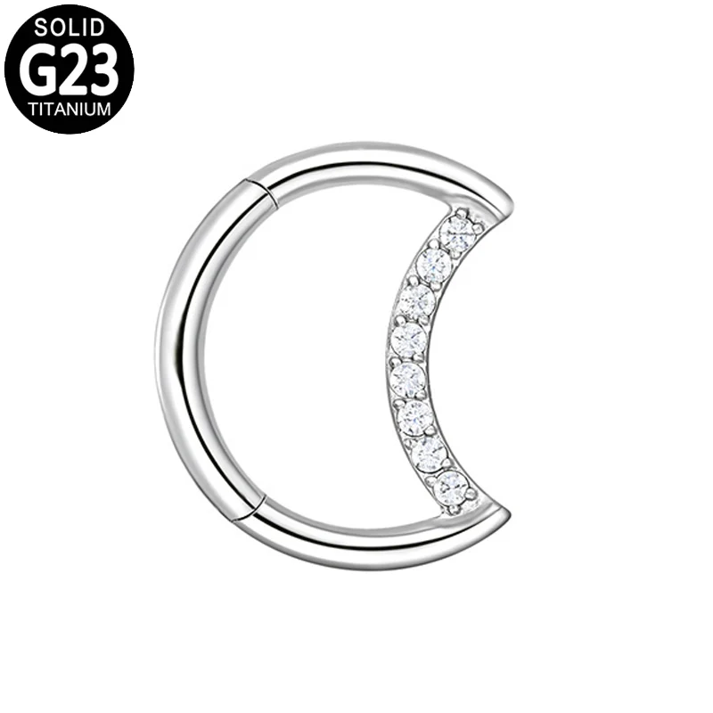 G23 Titanium Nose Ring Hoop Ear Piercing Zircon Moon Cartiliage Tragus Helix Daith Earrings Hinged Segment Clicker Body Jewelry
G23 Titanium Nose Ring Hoop Ear Piercing Zircon Moon Cartiliage Tragus Helix Daith Earrings Hinged Segment Clicker Body Jewelry