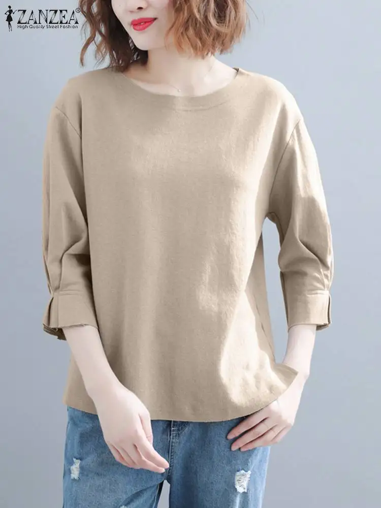 ZANZEA Women Blouse Fashion Long Flare Sleeve Shirts Vintage Solid O Neck Tops Causal Loose Holiday Blusas Femme Office Blouses 
ZANZEA Women Blouse Fashion Long Flare Sleeve Shirts Vintage Solid O Neck Tops Causal Loose Holiday Blusas Femme Office Blouses