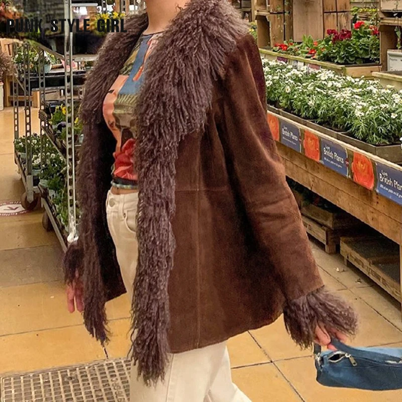 Grunge Fur Trim Velvet Winter Coat Women Vintage 90s Brown Ladies Jacket Aesthetic 90s Korean Long Sleeve Y2K Emo Bomber Jacket
Grunge Fur Trim Velvet Winter Coat Women Vintage 90s Brown Ladies Jacket Aesthetic 90s Korean Long Sleeve Y2K Emo Bomber Jacket