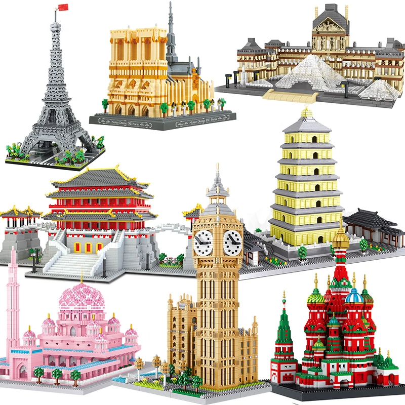 City Architecture Big Ben Paris Eiffel Tower Louvre Micro Building Blocks Brick Notre Dame de Paris Vasily Cathedral Model Toys
City Architecture Big Ben Paris Eiffel Tower Louvre Micro Building Blocks Brick Notre Dame de Paris Vasily Cathedral Model Toys