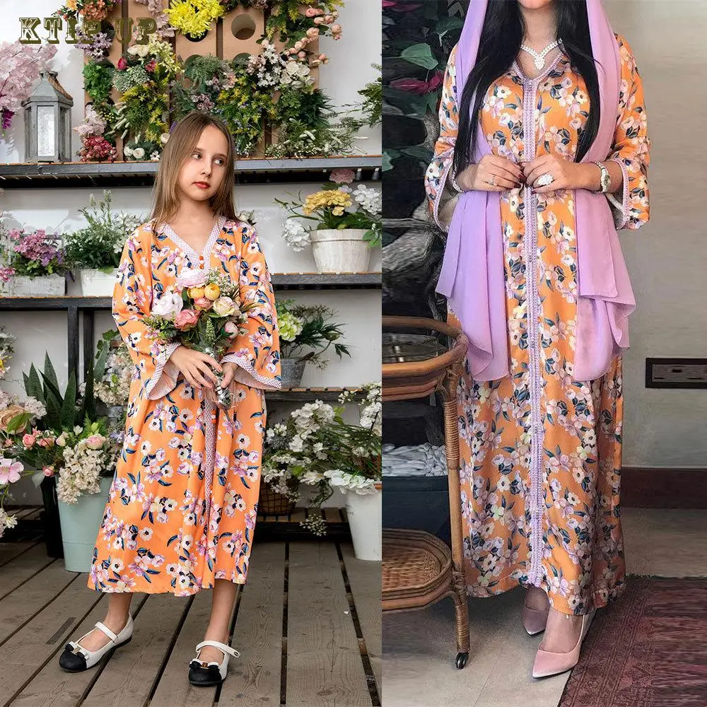Muslim Girls Mommy Abaya Sweat Dress Feathers Children Mommy Women Morocco Party Dresses Kids V Neck Elbise Dubai Vestido Kaftan
Muslim Girls Mommy Abaya Sweat Dress Feathers Children Mommy Women Morocco Party Dresses Kids V Neck Elbise Dubai Vestido Kaftan