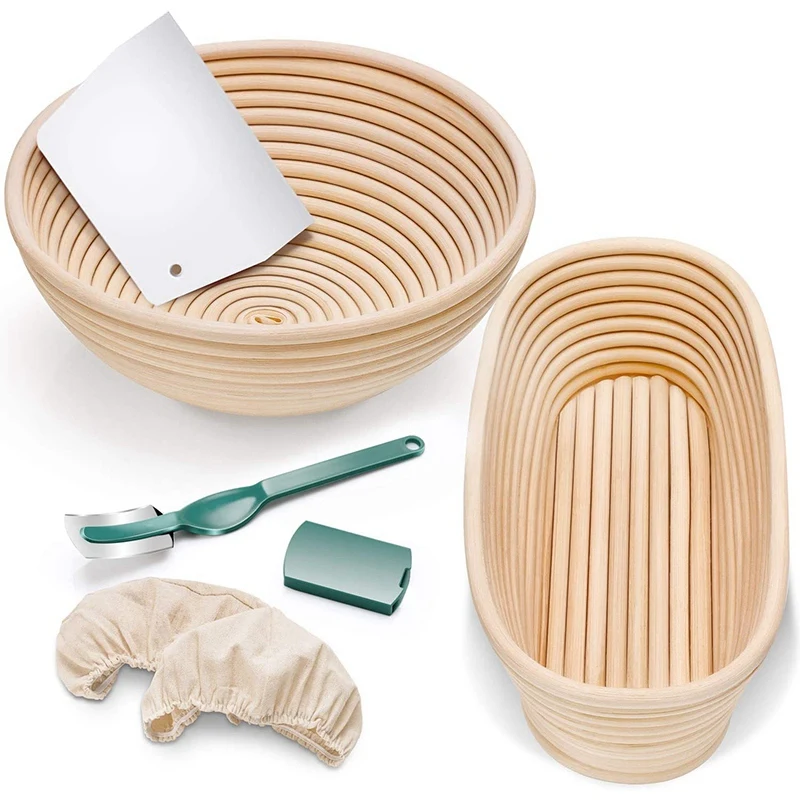 Bread Banneton Proofing Basket Sturdy Natural Rattan With Bread Lame +Dough Scraper+ Linen Liner Cloth
Bread Banneton Proofing Basket Sturdy Natural Rattan With Bread Lame +Dough Scraper+ Linen Liner Cloth