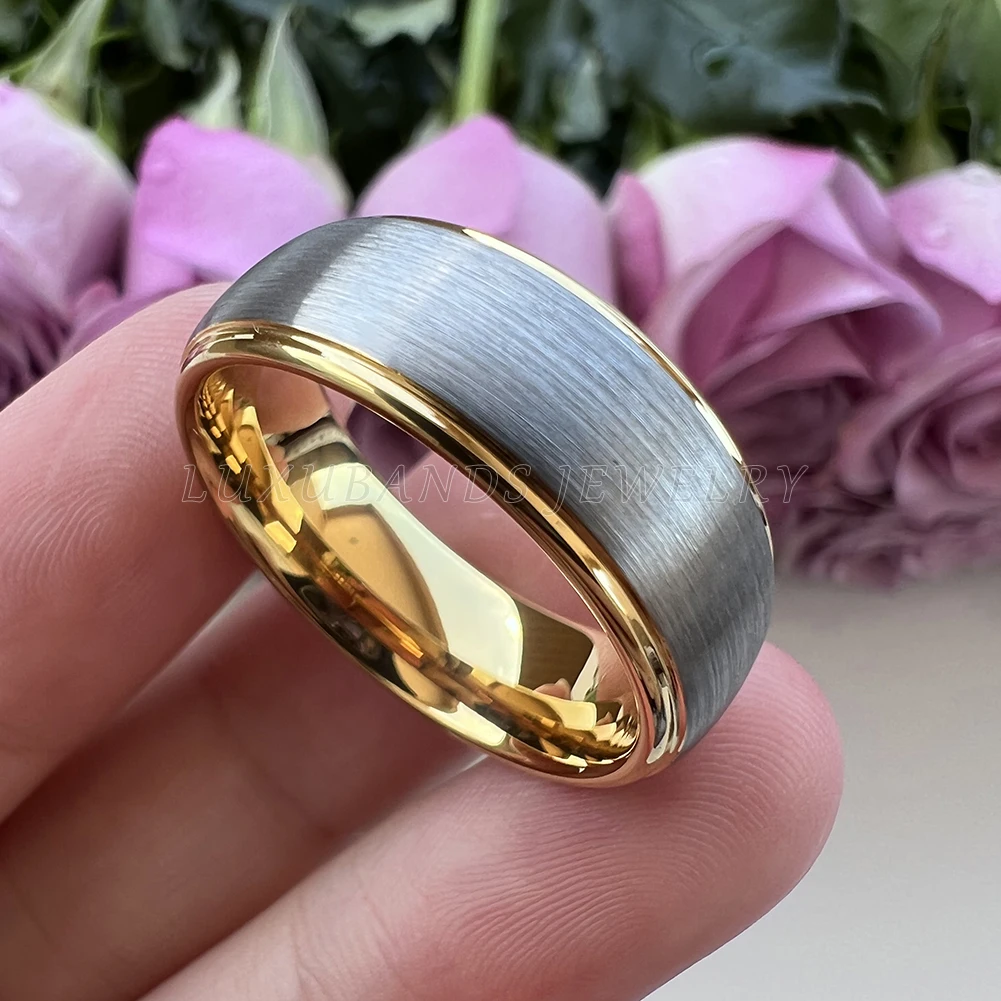 Rose Gold Tungsten Ring For Men Wemen Stepped Edges 6mm 8mm Engagement Domed Band Brushed Finish High Quality Comfort Fit 
Rose Gold Tungsten Ring For Men Wemen Stepped Edges 6mm 8mm Engagement Domed Band Brushed Finish High Quality Comfort Fit
