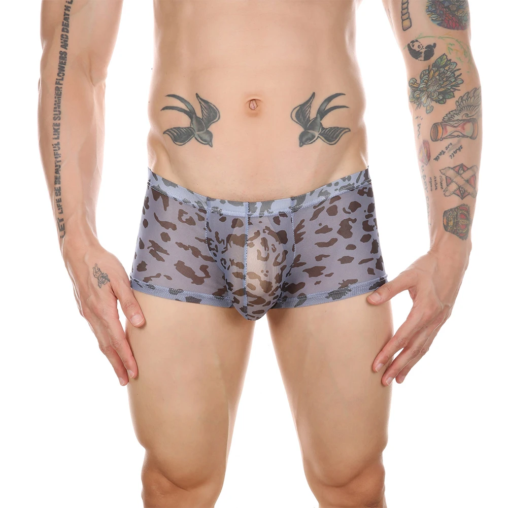 Sexy Ultra-thin New Men Print See-through Shorts U Convex Pouch Boxer Briefs Sheer Mesh Pouch Underwear Panties Male Lingerie
Sexy Ultra-thin New Men Print See-through Shorts U Convex Pouch Boxer Briefs Sheer Mesh Pouch Underwear Panties Male Lingerie