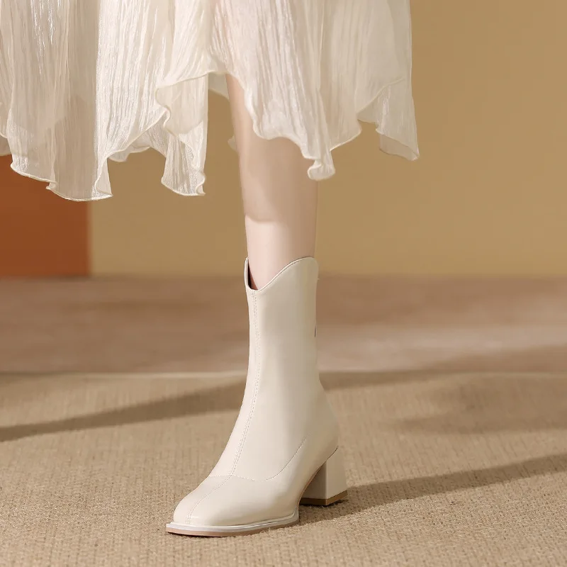 Chelsea Little Boots Women's Boots Autumn/Winter High Heels White Boots Thick-Heeled Square-Head Slim Boots
Chelsea Little Boots Women's Boots Autumn/Winter High Heels White Boots Thick-Heeled Square-Head Slim Boots