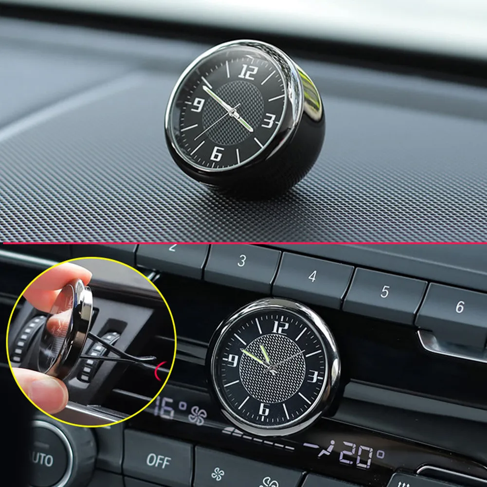 

Stick-On Car Clock Time Quartz Black Car Dashboard Fluorescent Home Pointer Display Rust Proof Zinc Alloy Air Vent