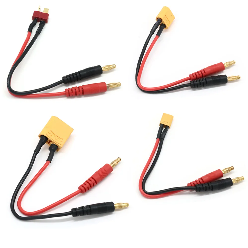 

20CM XT30 XT60 XT90 T Plug Charge Lead to 4.0mm Banana Plugs Charge Cable Silicone Wire 14AWG For Lipo Battery