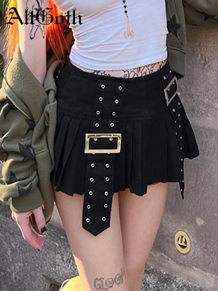AltGoth Cyberpunk Harajuku Pleated Skirt Mall Goth Y2k E-girl Streetwear High Waist Metal Buckle Skirt Vintage Emo Alt Clubwear
AltGoth Cyberpunk Harajuku Pleated Skirt Mall Goth Y2k E-girl Streetwear High Waist Metal Buckle Skirt Vintage Emo Alt Clubwear
