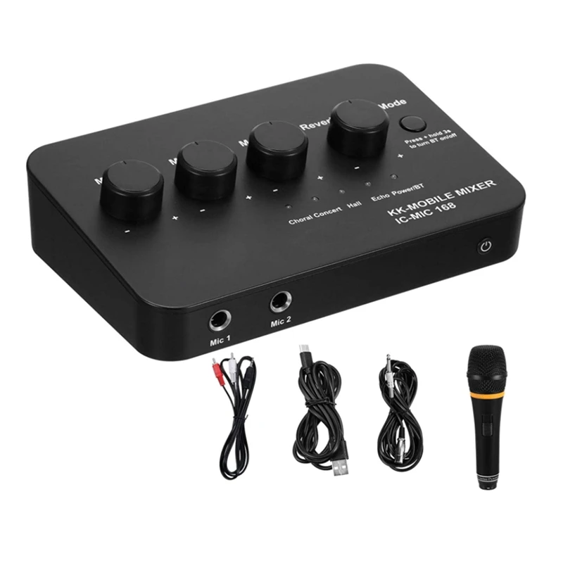 

Karaoke Microphone Mixer,Portable Singing Recorder with UHF Wireless Mic,for PC,DVD Player,for Conference,KTV,Party,Etc
