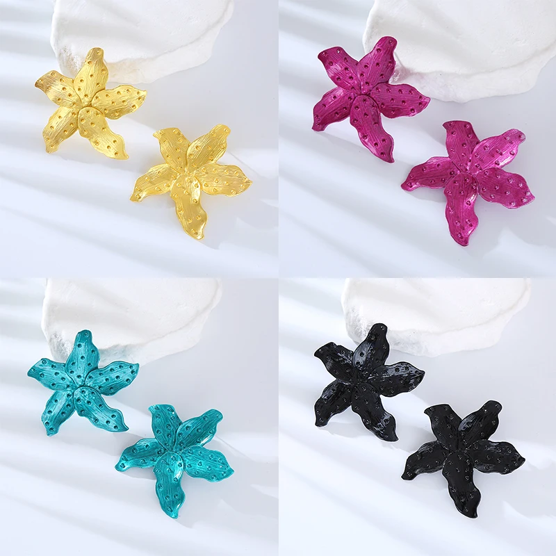 Bohemia Big Fuchsia Yellow Petal Flower Stud Earrings for Women Bohemia Luxury Brand Earring
Bohemia Big Fuchsia Yellow Petal Flower Stud Earrings for Women Bohemia Luxury Brand Earring