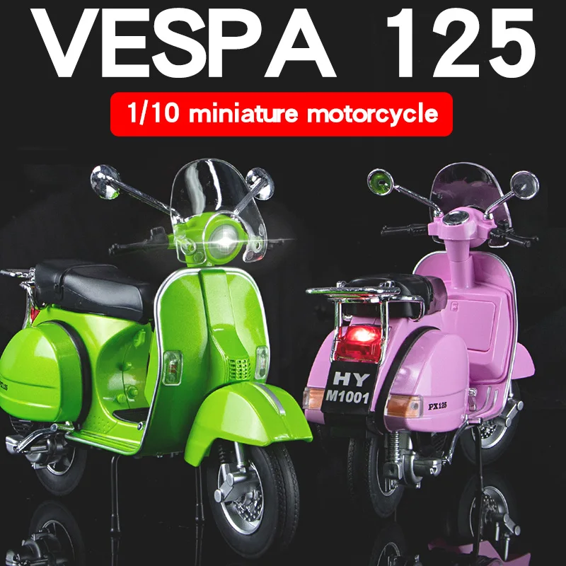 1/10 Scale Vespa 125 Urban Mini Motorcycle Model DieCast Metal Recreational Motorcycle Toy Simulation Sound & Light Kids Gift
1/10 Scale Vespa 125 Urban Mini Motorcycle Model DieCast Metal Recreational Motorcycle Toy Simulation Sound & Light Kids Gift