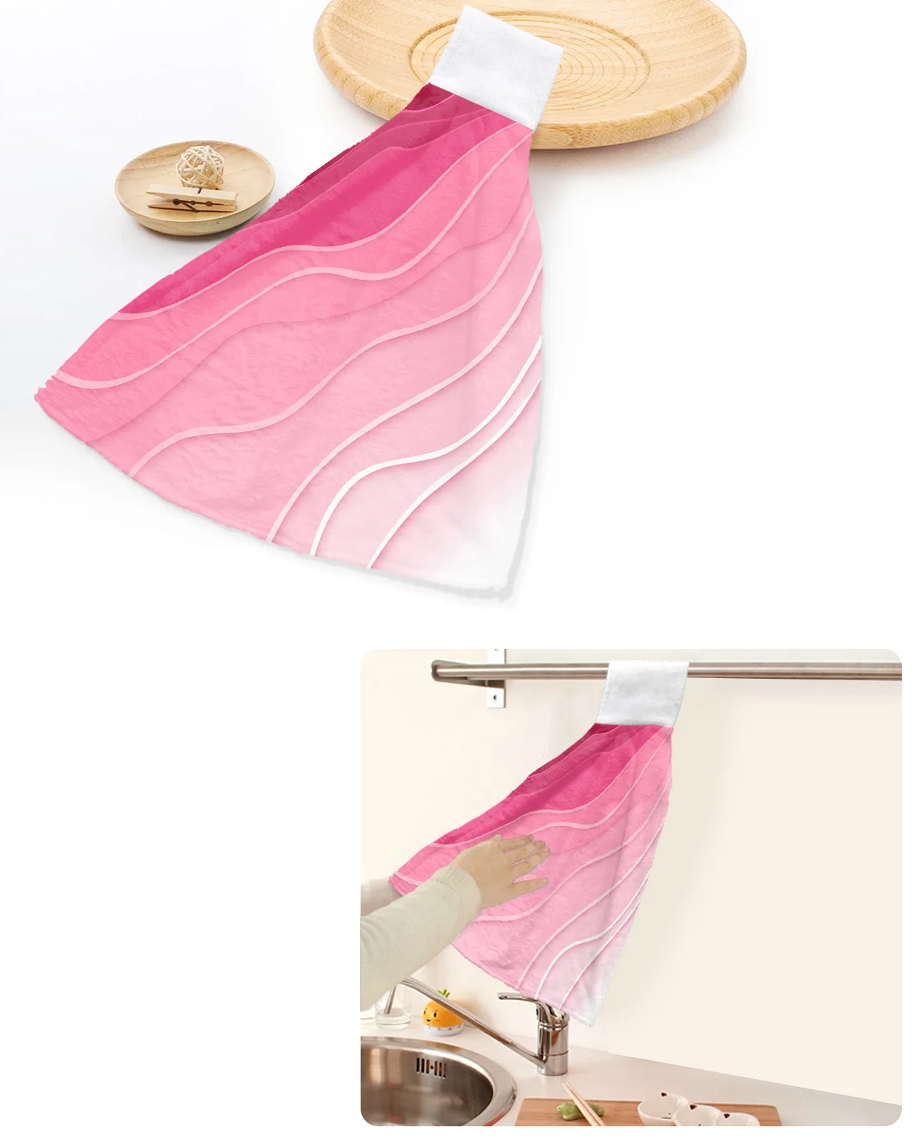 

Полотенце абсорбирующее для рук, современное впитывающее полотенце с розовым градиентом и геометрическим узором, для дома, кухни, ванной комнаты