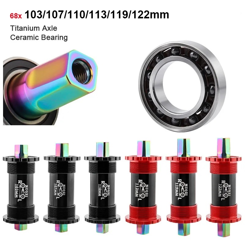 

Alloy Mountain Bicycle Bottom Bracket 68*103/107/110/113/119/122mm Ceramic Bearing Titanium Axle Central Axis Road Bike BB Sets