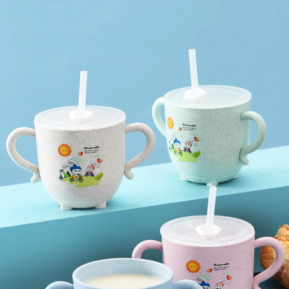 Cartoon Baby Wheat Straw Feeding Cups Baby Learning Sippy Cups for Toddlers with Handle and Cover Household Milk Cup Leakproof
Cartoon Baby Wheat Straw Feeding Cups Baby Learning Sippy Cups for Toddlers with Handle and Cover Household Milk Cup Leakproof
