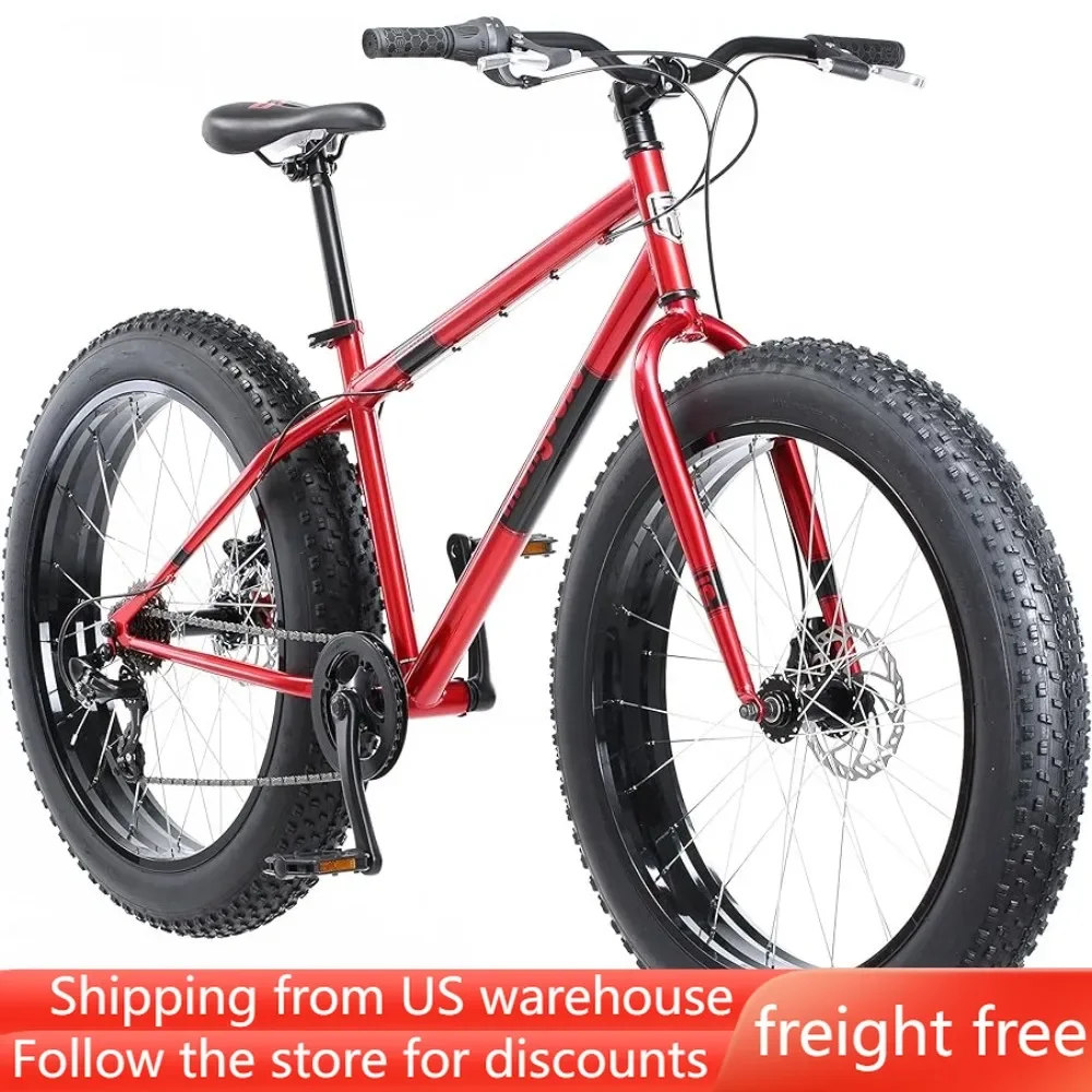 

Горный велосипед с толстыми шинами, 26-дюймовые колеса, 4-дюймовые широкие шины, 7-скоростные, взрослая стальная рама, передние и задние тормоза, бесплатная доставка
