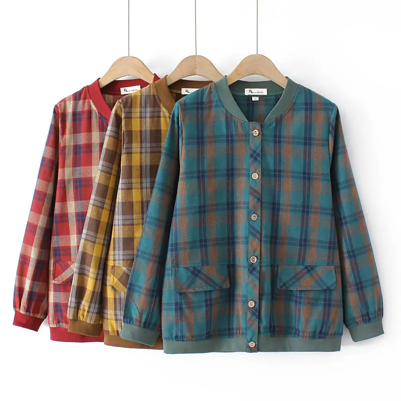 2022 Spring Autumn New Plaid Short Jacket Women Fashion Plus Size 6XL Mother Long Sleeve Cotton Coat Casual Women's Outwear Tops
2022 Spring Autumn New Plaid Short Jacket Women Fashion Plus Size 6XL Mother Long Sleeve Cotton Coat Casual Women's Outwear Tops