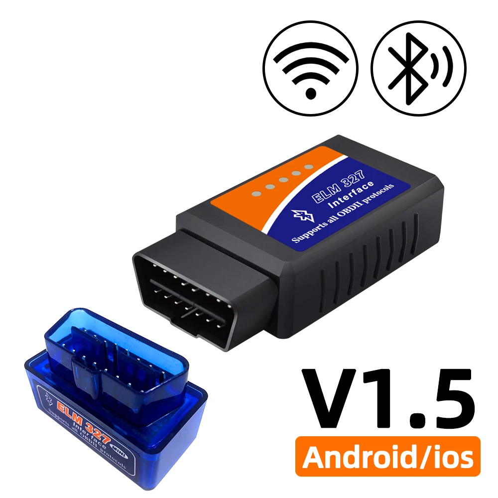 OBD2 Scanner ELM327 Car Diagnostic Detector Code Reader Tool V1.5 WIFI Bluetooth OBD 2 for IOS Android Auto Scan Repair Tools
OBD2 Scanner ELM327 Car Diagnostic Detector Code Reader Tool V1.5 WIFI Bluetooth OBD 2 for IOS Android Auto Scan Repair Tools
