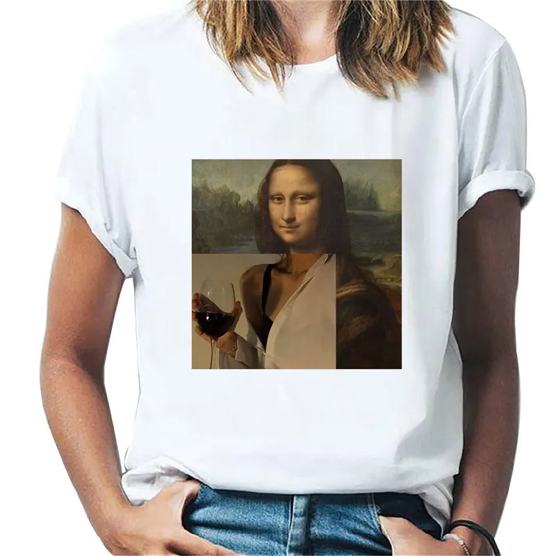 Summer T-shirt Fashion Tshirt O-neck short sleeve t-shirt Female Mona Lisa Oil Painting Print Tshirt Lady Tshirt
Summer T-shirt Fashion Tshirt O-neck short sleeve t-shirt Female Mona Lisa Oil Painting Print Tshirt Lady Tshirt