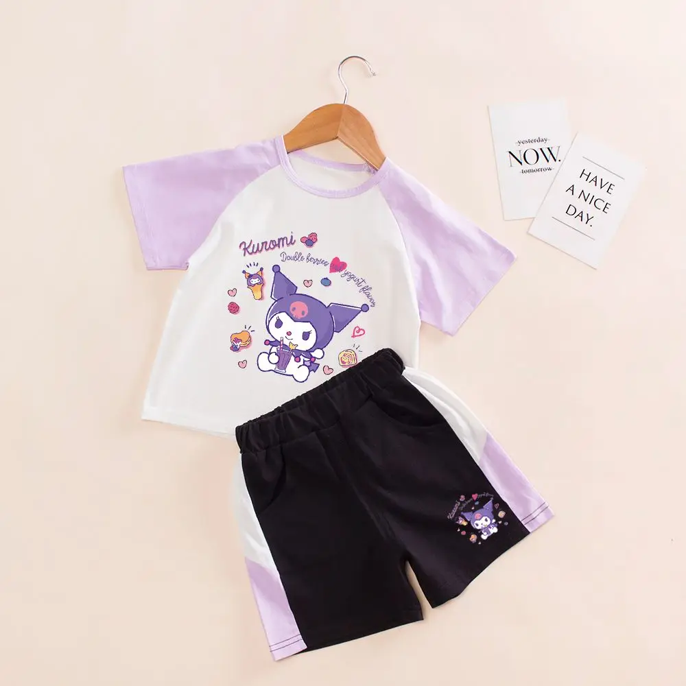 Sanrios Anime Kawaii Kuromi girl summer suit children pure cotton Short sleeve shorts leisure time Telecontrol Two piece set
Sanrios Anime Kawaii Kuromi girl summer suit children pure cotton Short sleeve shorts leisure time Telecontrol Two piece set
