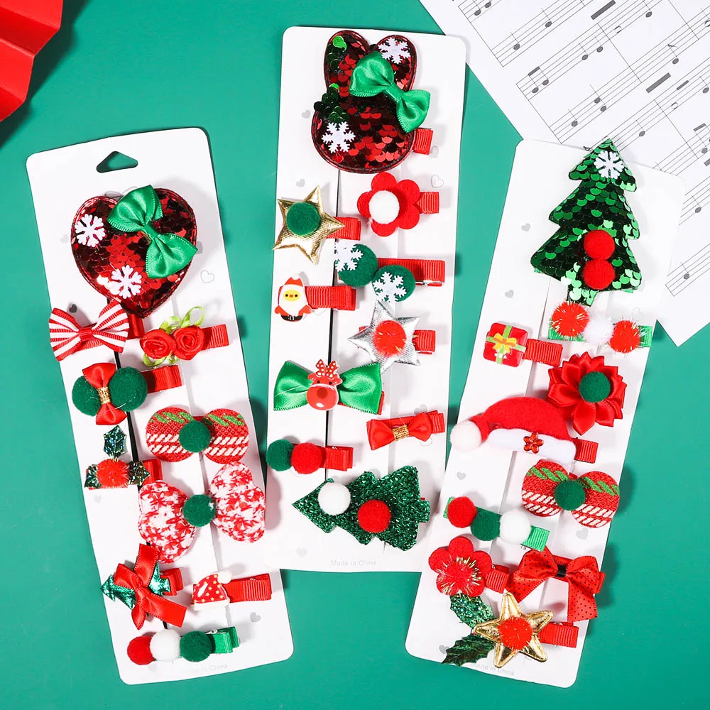10Pcs/Set Girls Santa Claus Cartoon Hairpins New Year Gift Christmas Decoration Bows Hair Clips Fashion Kids Hair Accessories
10Pcs/Set Girls Santa Claus Cartoon Hairpins New Year Gift Christmas Decoration Bows Hair Clips Fashion Kids Hair Accessories