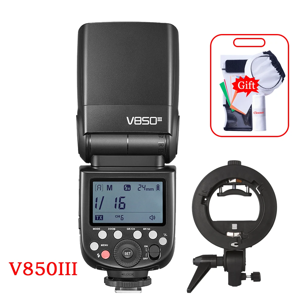 Godox V850III Camera Flash 2.4G HSS Speedlite Bowens Mount Bracket Mount For Canon Nikon Sony Fujifilm Camera DSLR Studio Flash
Godox V850III Camera Flash 2.4G HSS Speedlite Bowens Mount Bracket Mount For Canon Nikon Sony Fujifilm Camera DSLR Studio Flash