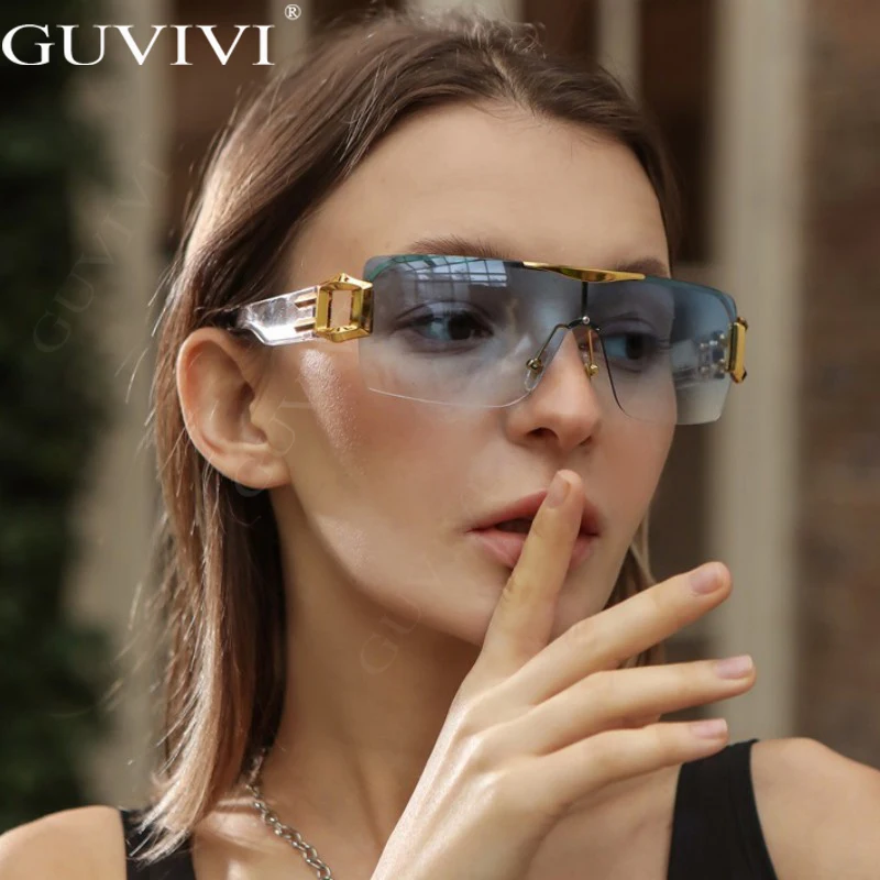 Retro One Piece Square Sunglasses Women Rimless Clear Ocean Gradient Lens Eyewear Y2K Trending Men Luxury Sun Glasses UV400
Retro One Piece Square Sunglasses Women Rimless Clear Ocean Gradient Lens Eyewear Y2K Trending Men Luxury Sun Glasses UV400