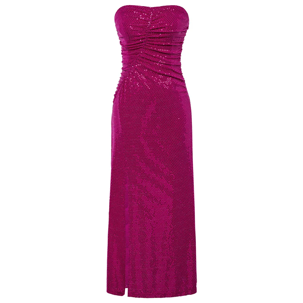 GK Women Cocktail Dresses Sequined Strapless Front Slit Ruched A-Line Maxi Dress Off Sholuder Elegant Party Dresses Vestidos
GK Women Cocktail Dresses Sequined Strapless Front Slit Ruched A-Line Maxi Dress Off Sholuder Elegant Party Dresses Vestidos