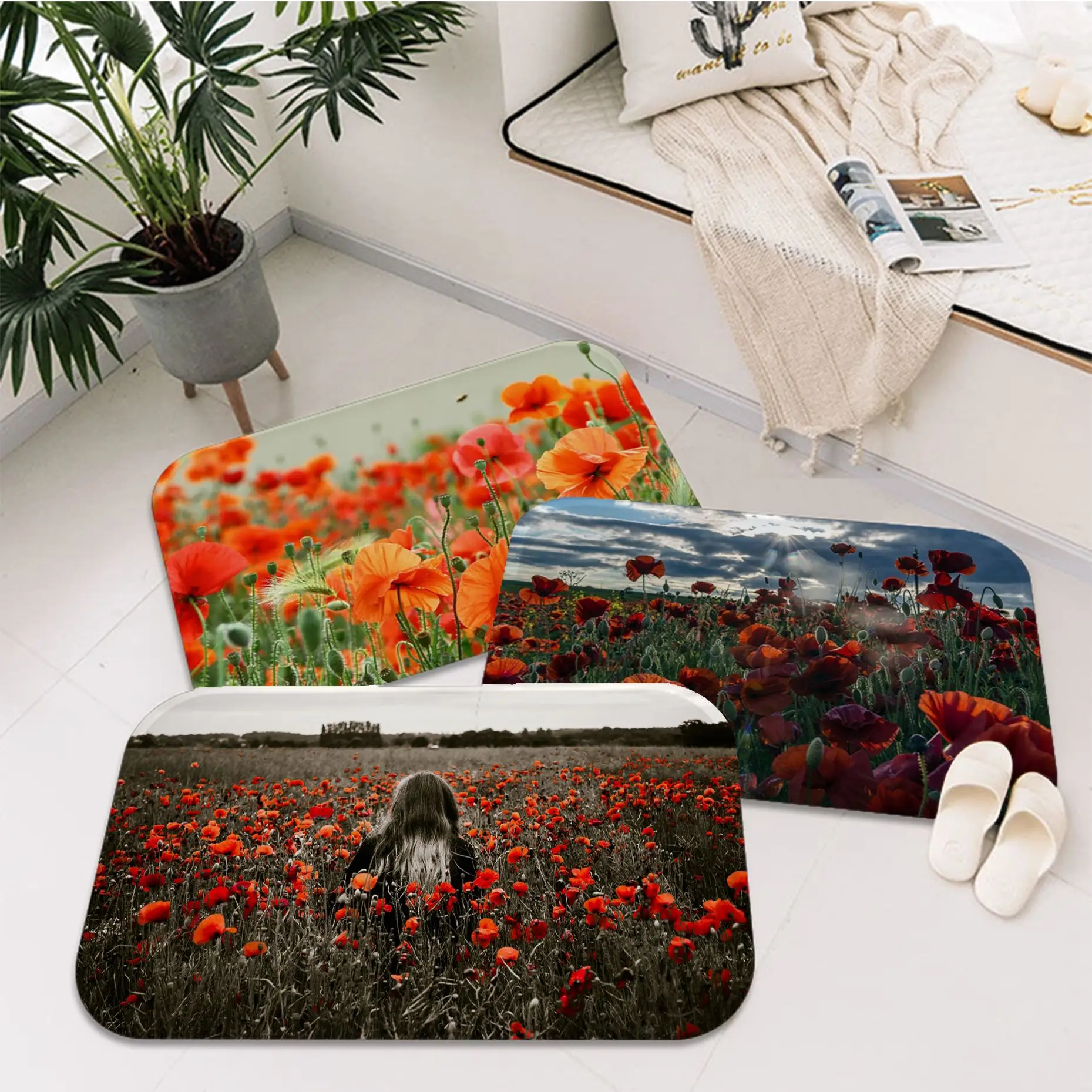 Poppy Flower Room Mats Nordic Style Bedroom Living Room Doormat Home Balcony Anti-Slip Modern Home Decor
Poppy Flower Room Mats Nordic Style Bedroom Living Room Doormat Home Balcony Anti-Slip Modern Home Decor