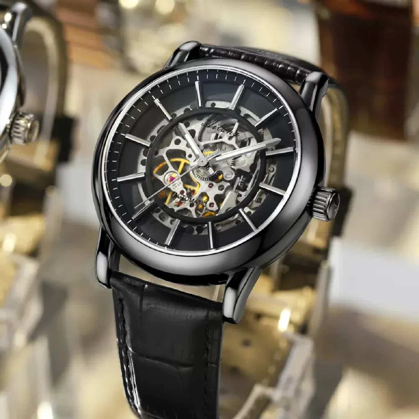 AILANG Luxury Brand Men's Watches Automatic Mechanical Watch Male Luminous Wristwatch Leather Strap Sports Black Watches for Men
AILANG Luxury Brand Men's Watches Automatic Mechanical Watch Male Luminous Wristwatch Leather Strap Sports Black Watches for Men