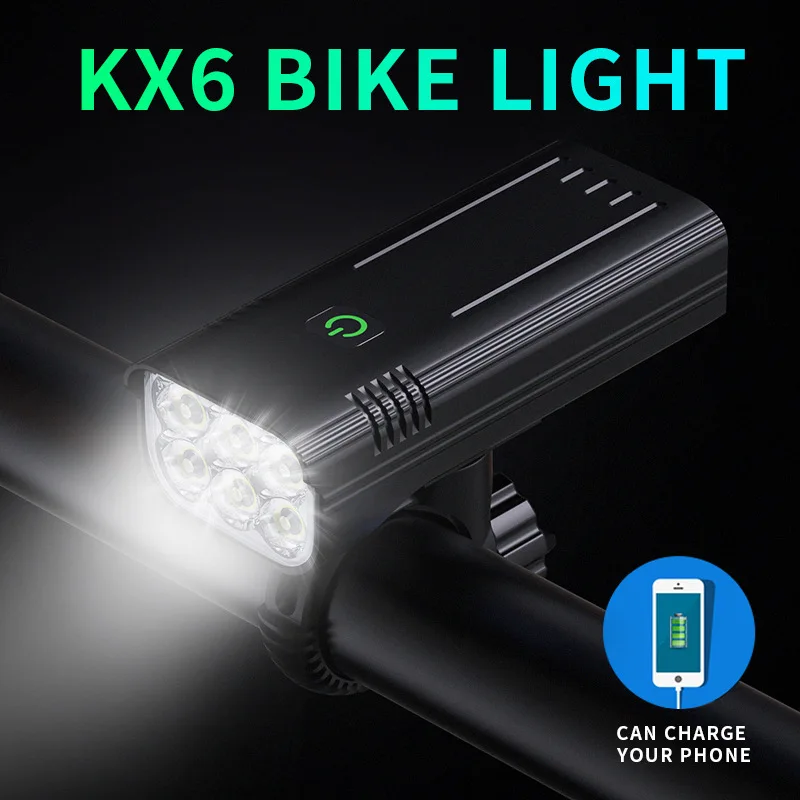 6LED 10000 mAh Bike Light Rainproof USB Rechargeable LED Bicycle Light Super Bright Flashlight for Cycling Front Light
6LED 10000 mAh Bike Light Rainproof USB Rechargeable LED Bicycle Light Super Bright Flashlight for Cycling Front Light