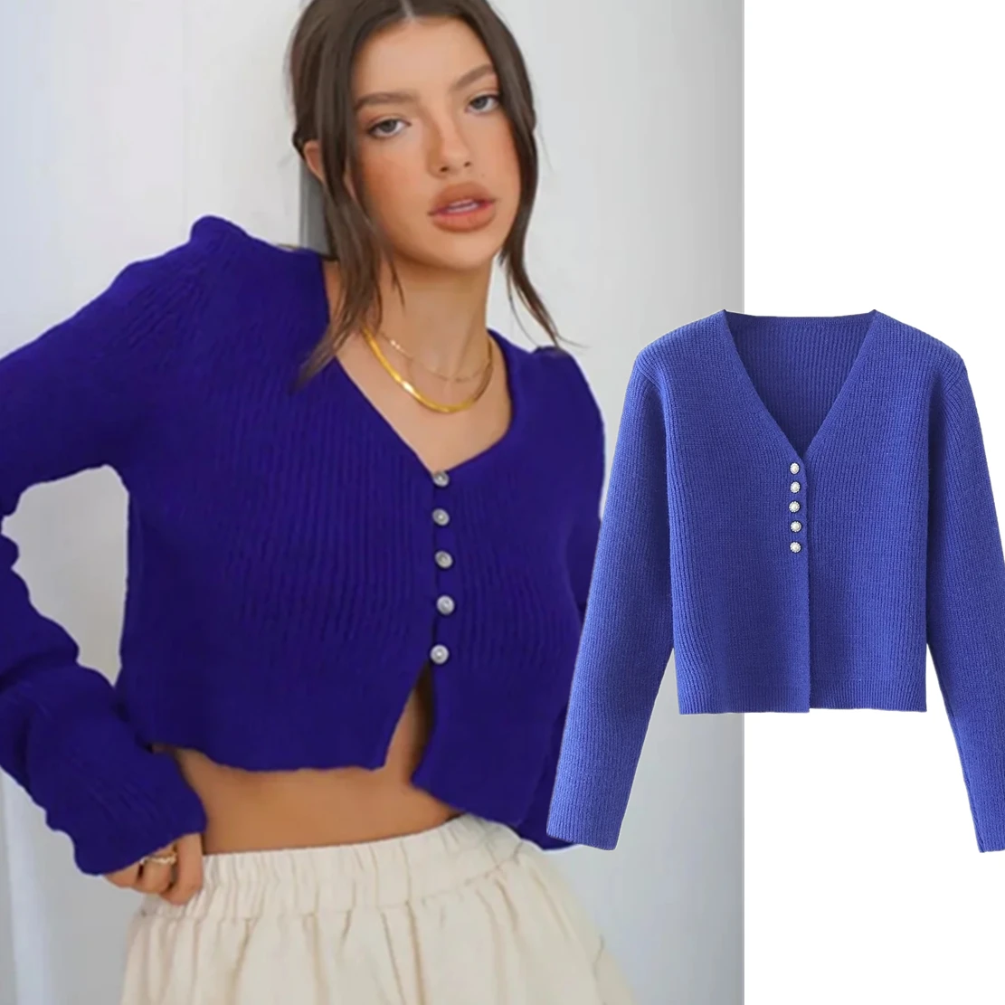 Jenny&Dave 2022 England Style High Street Vintage Blue Pearls Buttons Short Cardigans Tops Knitted Cardigans Women
Jenny&Dave 2022 England Style High Street Vintage Blue Pearls Buttons Short Cardigans Tops Knitted Cardigans Women