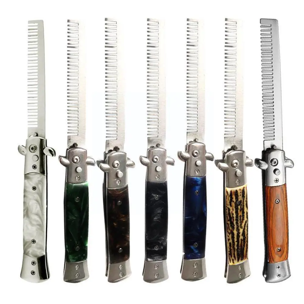 Automatic Steel Combs Foldable Knife Brushes Hair Trimmer Mens Knife butterfly Comb Brush Pocket Accessories X1L3
Automatic Steel Combs Foldable Knife Brushes Hair Trimmer Mens Knife butterfly Comb Brush Pocket Accessories X1L3