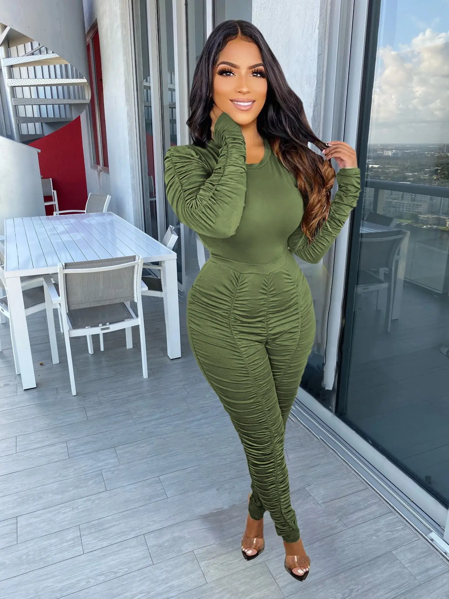 Sylph Casual Two Piece Set Solid Folds O-neck Long Sleeve Top High Waist Pant Suit Autumn Winter Hot Sale 2 Piece Sets For Women
Sylph Casual Two Piece Set Solid Folds O-neck Long Sleeve Top High Waist Pant Suit Autumn Winter Hot Sale 2 Piece Sets For Women