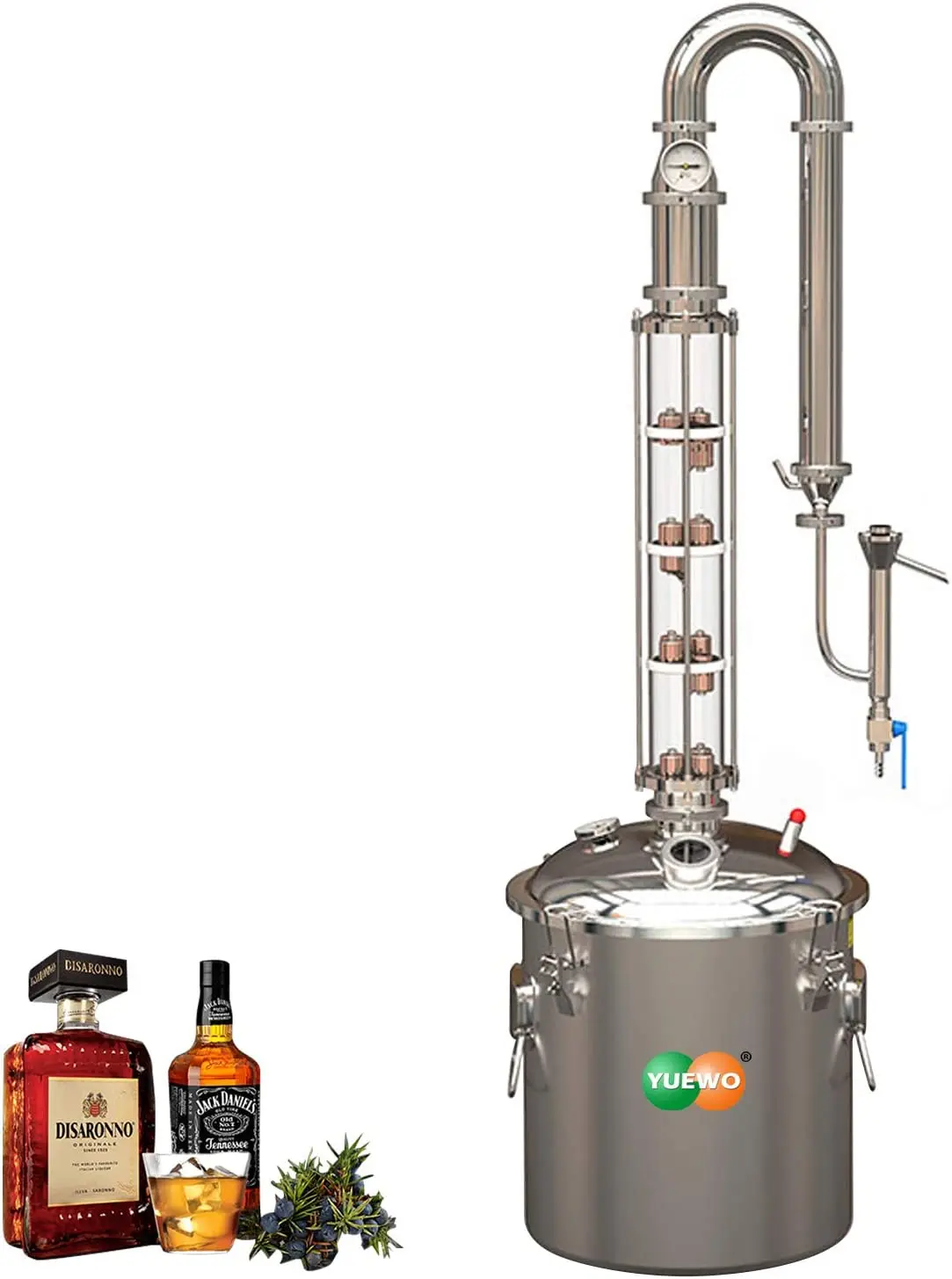 YUEWO Still 13.2Gal/50Litres Stainless Steel Wine Making Kit Water Distiller Home Brewing Kit for DIY Whisky Wine Brandy Gin Vod
YUEWO Still 13.2Gal/50Litres Stainless Steel Wine Making Kit Water Distiller Home Brewing Kit for DIY Whisky Wine Brandy Gin Vod