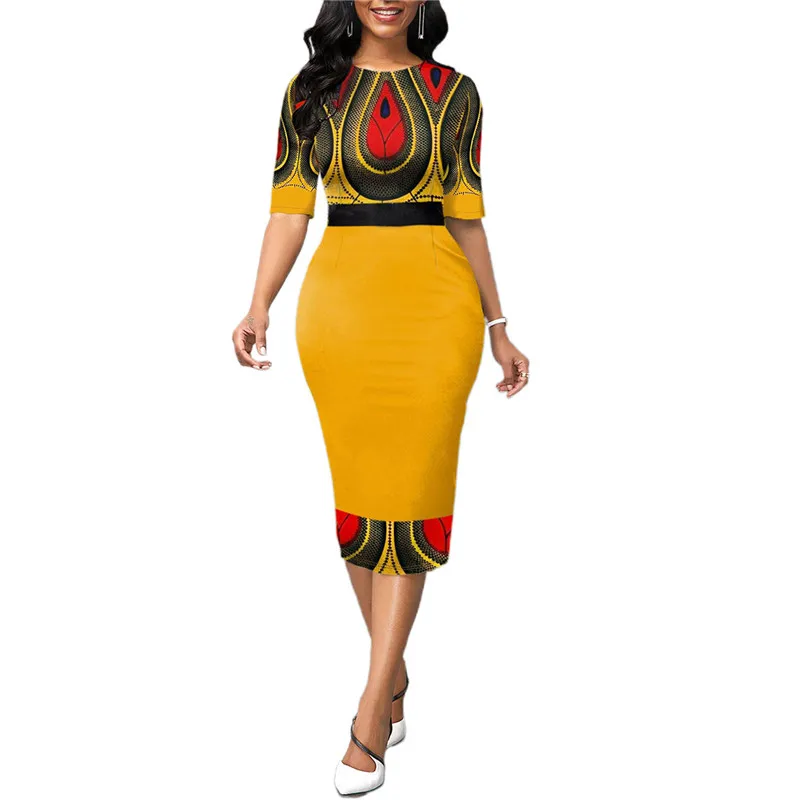 Women Elegant Round Collar Geometric Printing Splicing Temperament Maxi Dress for Ball Party Ladies Fashion Half Sleeve Dress
Women Elegant Round Collar Geometric Printing Splicing Temperament Maxi Dress for Ball Party Ladies Fashion Half Sleeve Dress