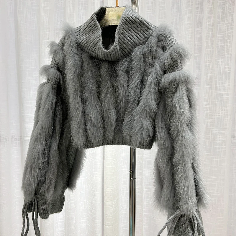 2023 Winter Warm Real Fox Fur Knitted Sweater For Women Luxury 100% Genuine Fur Turtleneck Loose Cropped Knitwear PulloverJD46
2023 Winter Warm Real Fox Fur Knitted Sweater For Women Luxury 100% Genuine Fur Turtleneck Loose Cropped Knitwear PulloverJD46