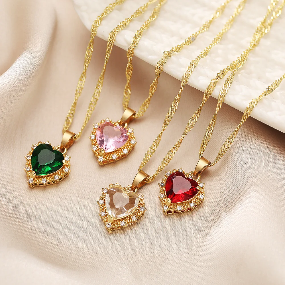 Gold Color Heart-shaped Zircon Pendant Necklaces for Women Multicolor Pendant Clavicle Chains Necklace Vintage Jewelry Collares
Gold Color Heart-shaped Zircon Pendant Necklaces for Women Multicolor Pendant Clavicle Chains Necklace Vintage Jewelry Collares