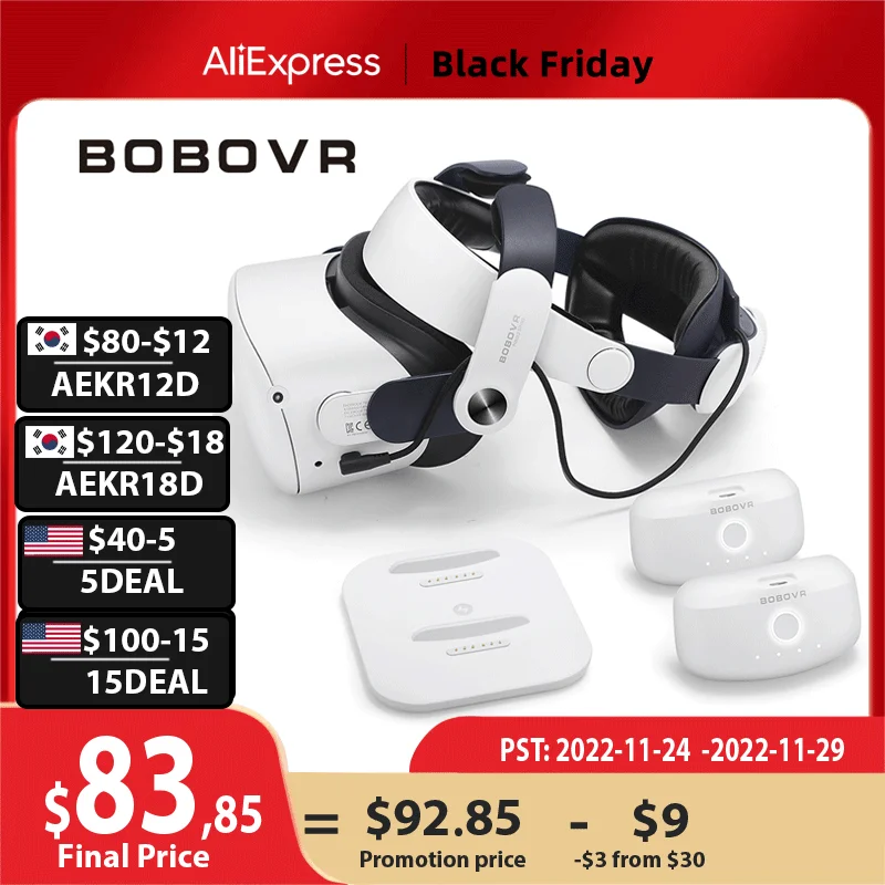 BOBOVR M2 Plus головной ремень двойной аккумулятор Combo совместимый с Meta Quest 2 VR Power Bank зарядная станция/док-станция с B2 Battey Pack
BOBOVR M2 Plus головной ремень двойной аккумулятор Combo совместимый с Meta Quest 2 VR Power Bank зарядная станция/док-станция с B2 Battey Pack