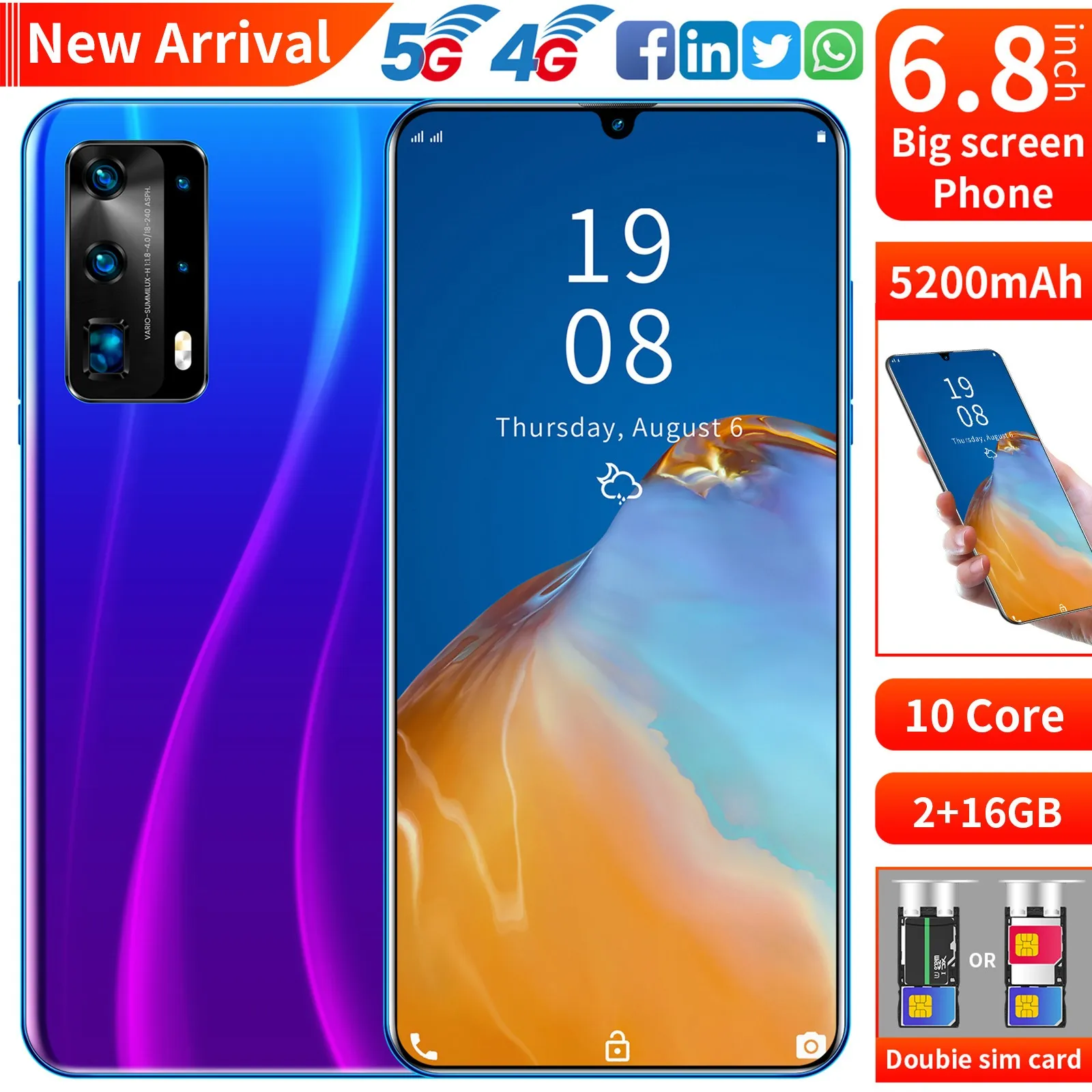 2022 Global Version P45 Pro Quad Core smartphone Android 7 2GB+16GB Mobile Phone 6.26' Waterdrop Screen Celular Smartphone
2022 Global Version P45 Pro Quad Core smartphone Android 7 2GB+16GB Mobile Phone 6.26' Waterdrop Screen Celular Smartphone