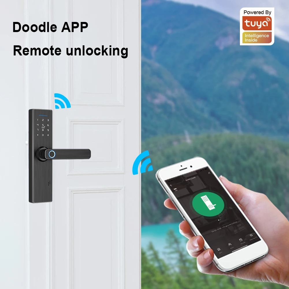 

Multiple Unlocking WiFi Tuya Fingerprint Lock Aluminum Alloy Anti-theft Security Intelligent Smart Lock for Home Hotel Apartment