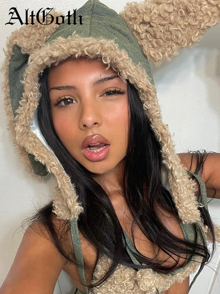AltGoth Cute Kawaii Lamb Wool Rabbit Ears Hats Women Pastel Goth Streetwear Harajuku Y2k E-girl Winter Warm Outwear Hats Female
AltGoth Cute Kawaii Lamb Wool Rabbit Ears Hats Women Pastel Goth Streetwear Harajuku Y2k E-girl Winter Warm Outwear Hats Female