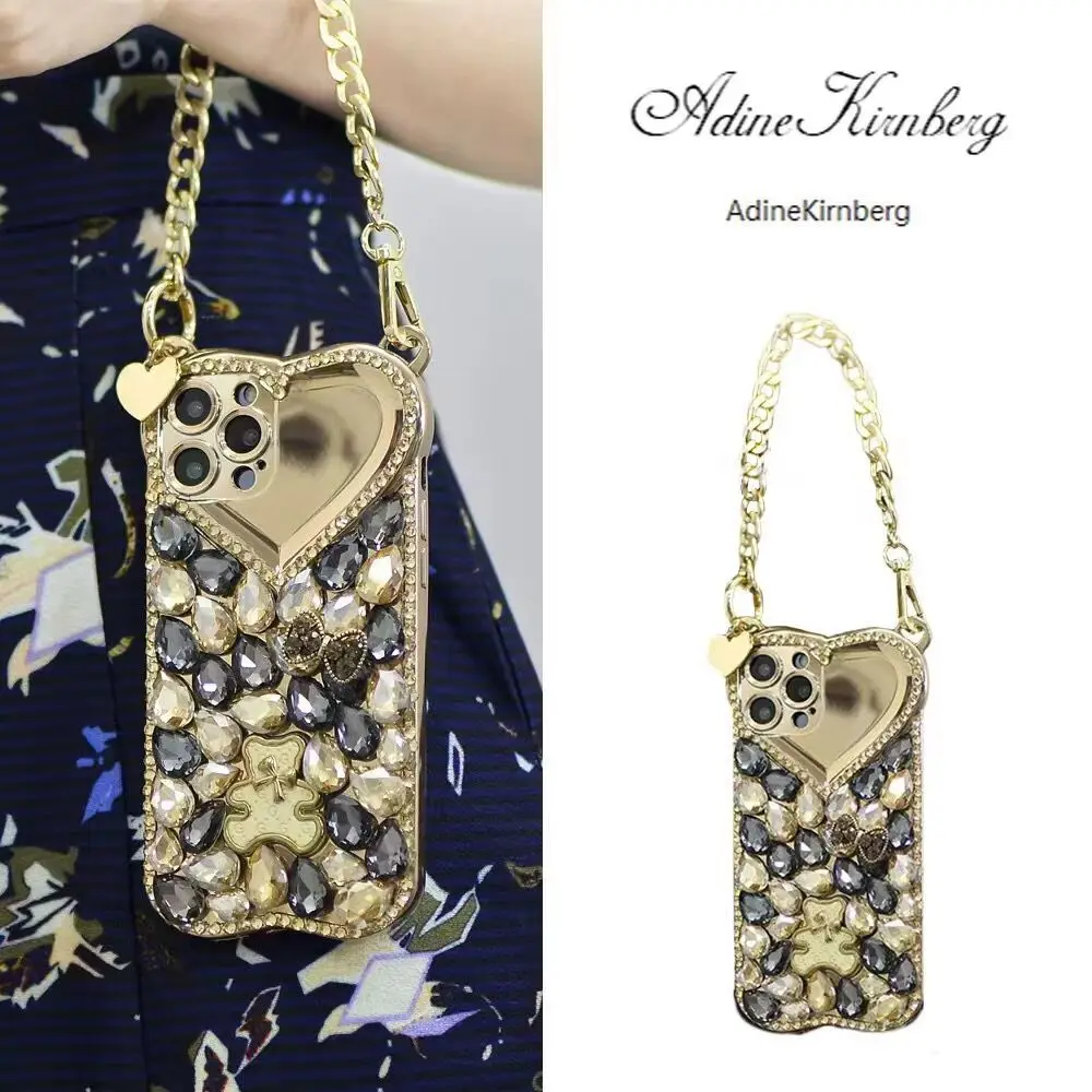 Glitter Phone Case For iPhone 13 12 14 Pro Max Luxury Soft Epoxy Crystal Cover golden Portable lanyard Colorful Diamond Bear
Glitter Phone Case For iPhone 13 12 14 Pro Max Luxury Soft Epoxy Crystal Cover golden Portable lanyard Colorful Diamond Bear