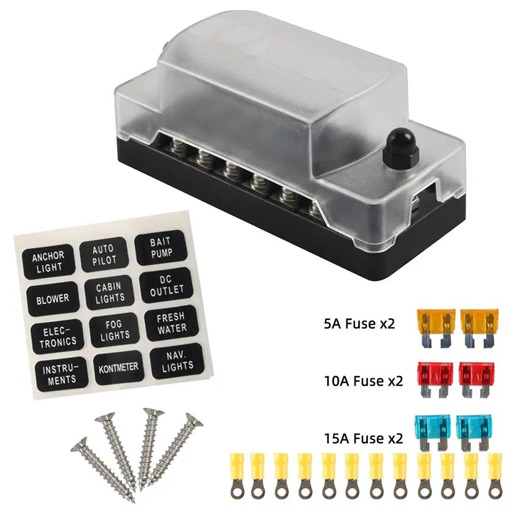 A5627 6-way Unlit ATO ATC Fuse Box With Screw Terminals Stickers 5a 10a 15a Fuse Accessories For Vehicle Car Boat Marine
A5627 6-way Unlit ATO ATC Fuse Box With Screw Terminals Stickers 5a 10a 15a Fuse Accessories For Vehicle Car Boat Marine