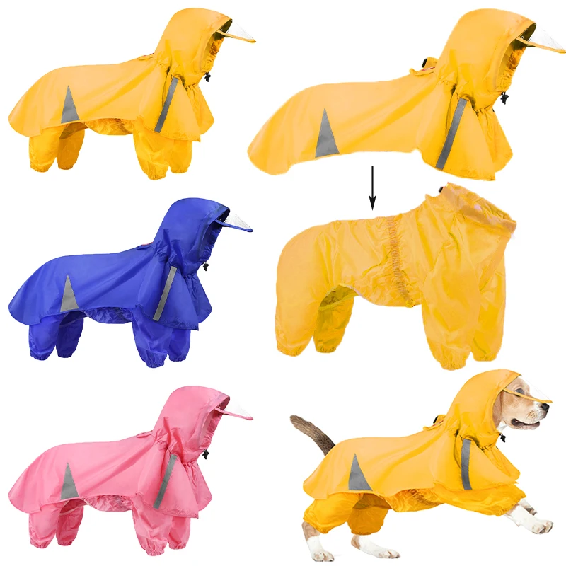 

2PCS/Set Big Dog Jumpsuit Raincoat Waterproof Pet Clothes Rain Cape for Mid Large Dogs Labrador Rain Coat French Bulldog Poncho