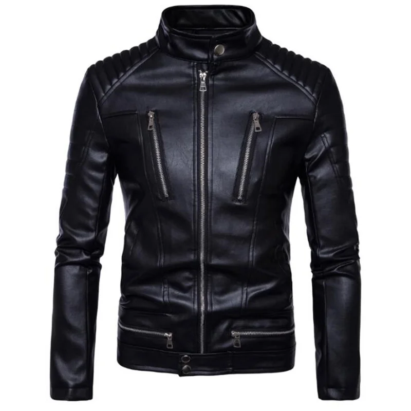 Punk Rock Motorcycle Leather Jacket Men Multiple Zipper Clothing Stand Collat Short Pu Coats Biker Black Chaquetas Hombre 
Punk Rock Motorcycle Leather Jacket Men Multiple Zipper Clothing Stand Collat Short Pu Coats Biker Black Chaquetas Hombre
